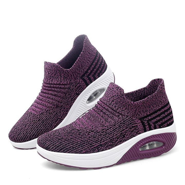 Elastic stretchable lightweight breathable leisure running shoes