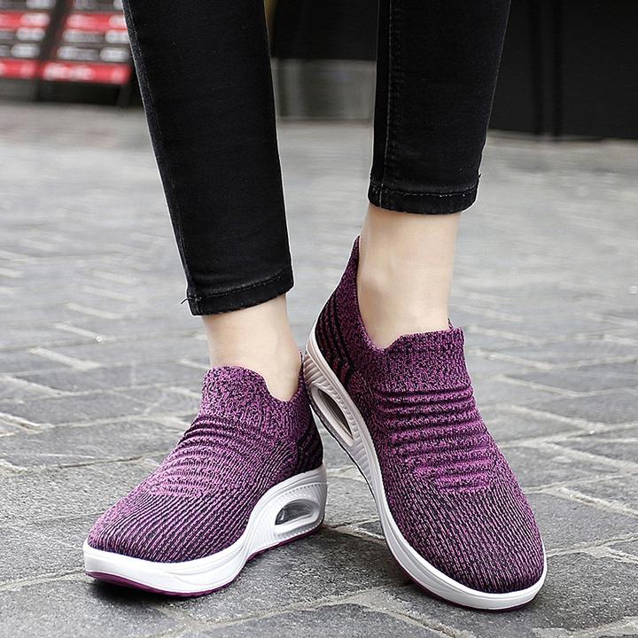 Elastic stretchable lightweight breathable leisure running shoes