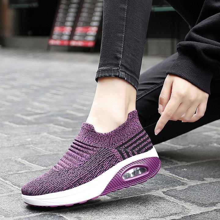 Elastic stretchable lightweight breathable leisure running shoes