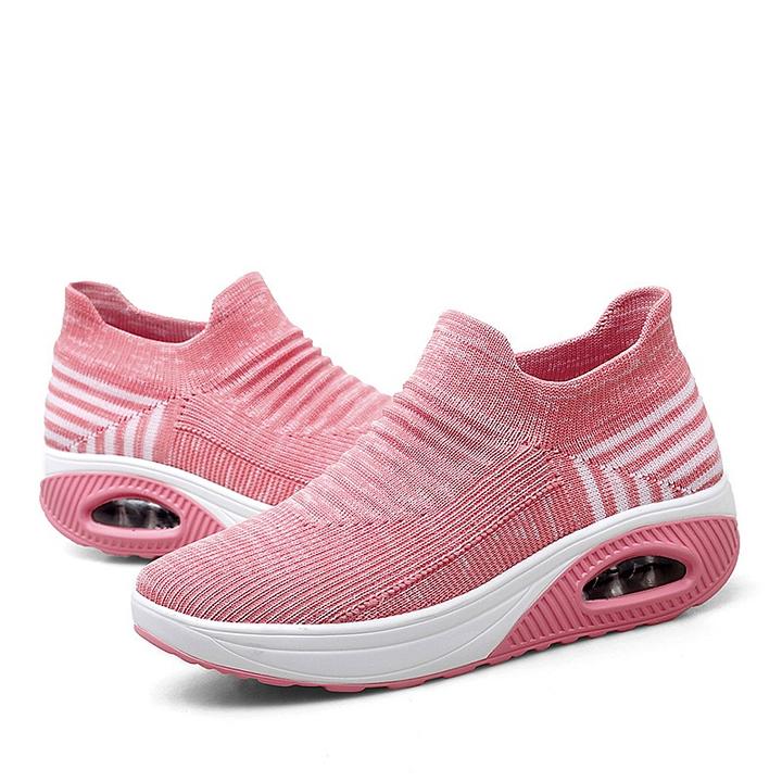 Elastic stretchable lightweight breathable leisure running shoes