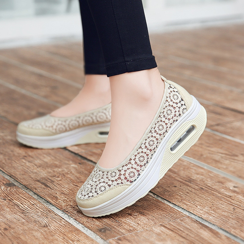 Women Vulcanized Shoes Breathable Hollow Out Summer Outdoor Casual