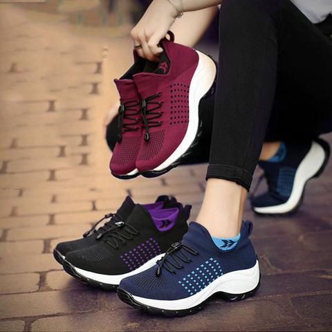 '-Lovely walk- Comfortable Woven Knit Sneakers