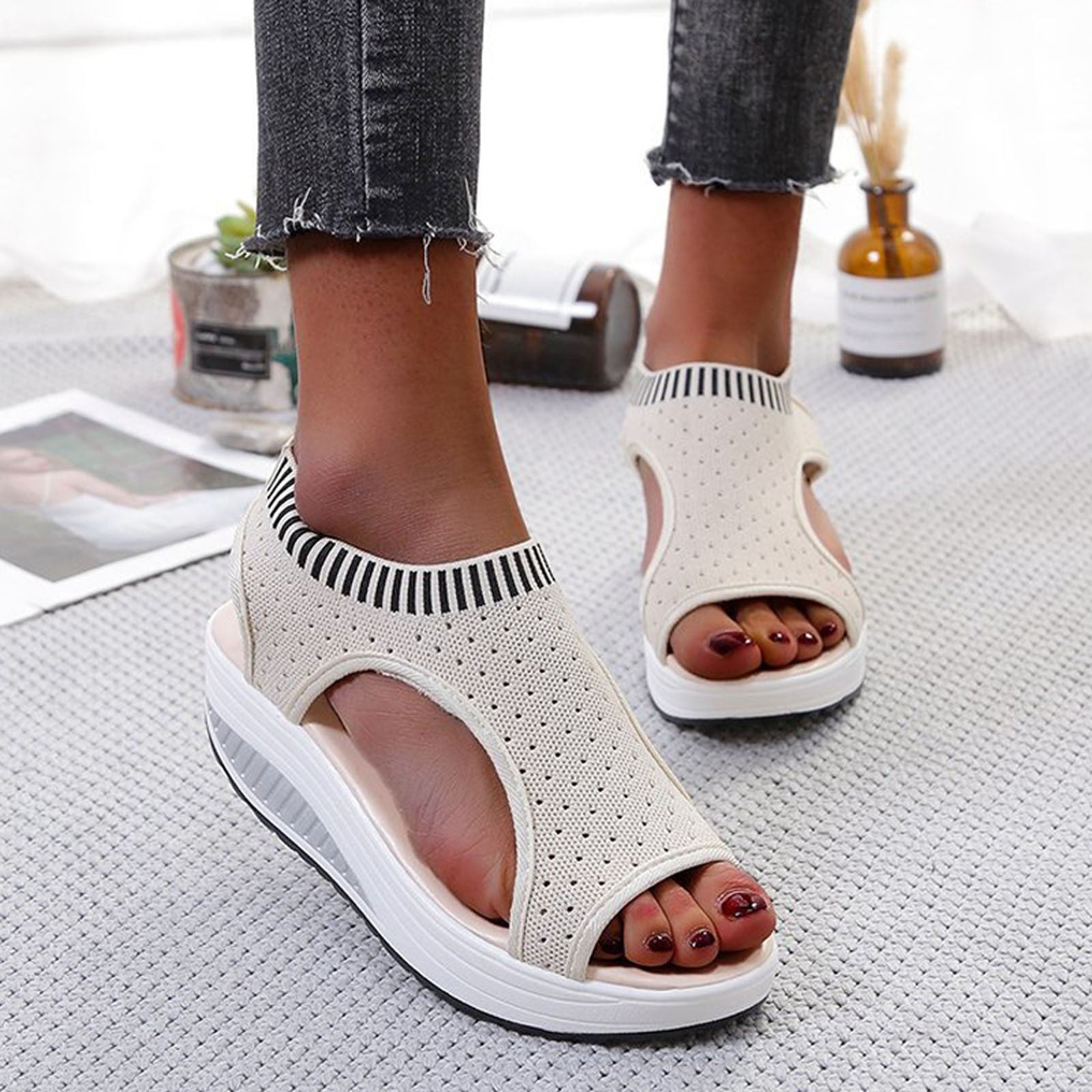 Comfortable walking sandals white